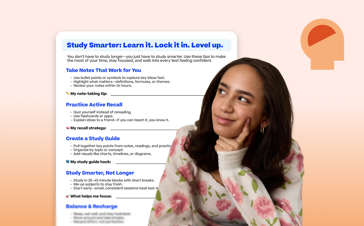 Study Smarter Guide - Printable Activity Worksheet