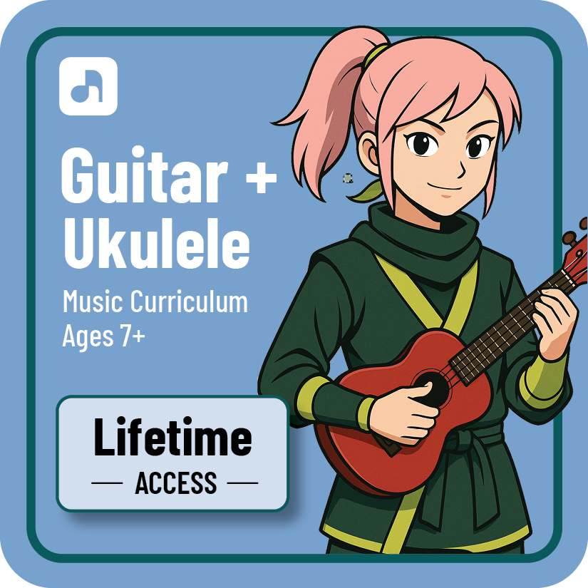Guitar & Ukulele Curriculum + Live Zoom Lessons (Lifetime Membership)