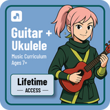 Guitar & Ukulele Curriculum + Live Zoom Lessons (Lifetime Membership)