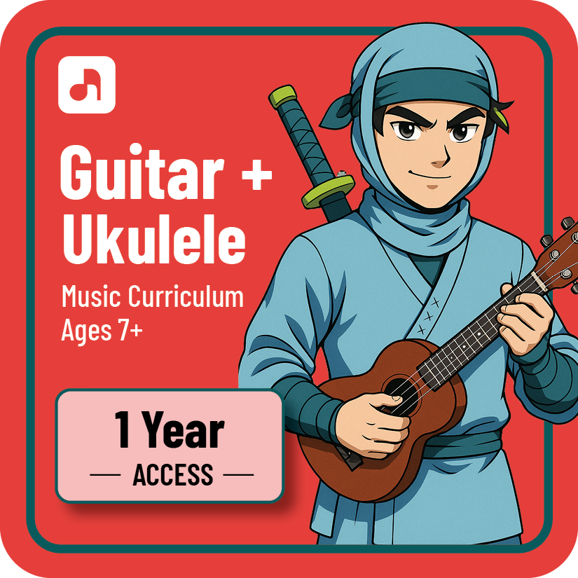 Guitar & Ukulele Curriculum + Live Zoom Lessons (1 Year Membership)