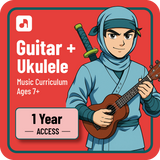 Guitar & Ukulele Curriculum + Live Zoom Lessons (1 Year Membership)
