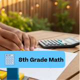 Person solving math problems with a calculator on a wooden table outdoors.
