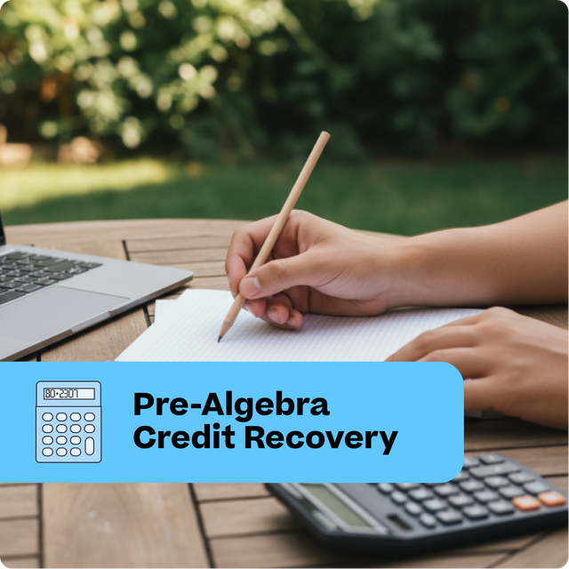 Person studying pre-algebra with a laptop, calculator, and notebook outdoors.